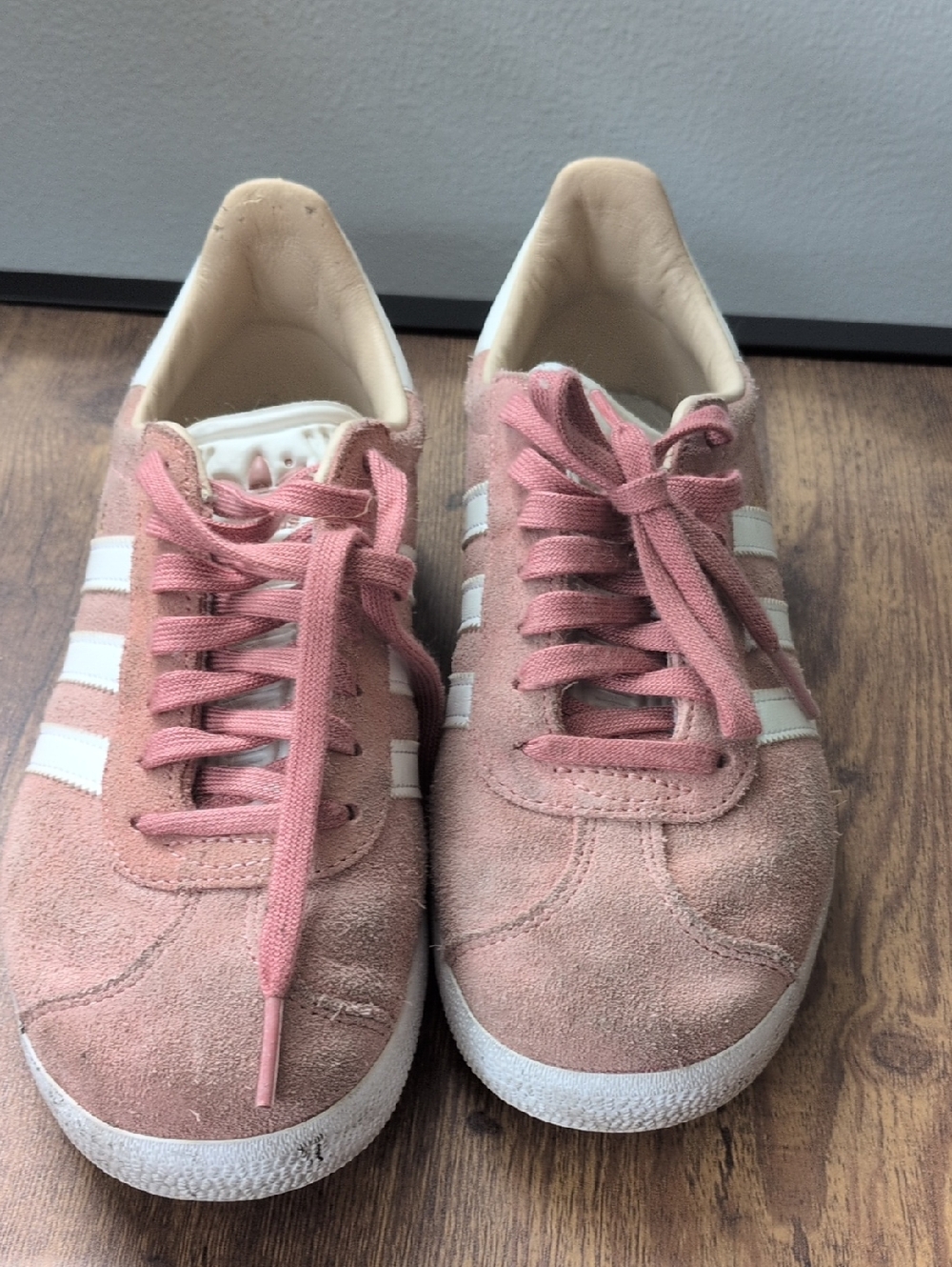 adidas Pink Suede Women's Sneakers with White Stripes and Laces
